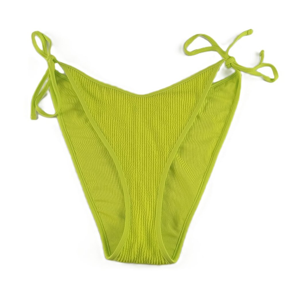 Aerie Crinkle Low Rise Tie Cheekiest Bikini Bottom Women's Size XL Lime Slush